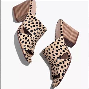 Madewell Tessa Cutout Heeled Mules in Dotted Calf Hair size 7.5